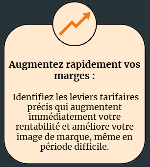 Augmentez vos marges en identifiant les leviers tarifaires pour améliorer la rentabilité.